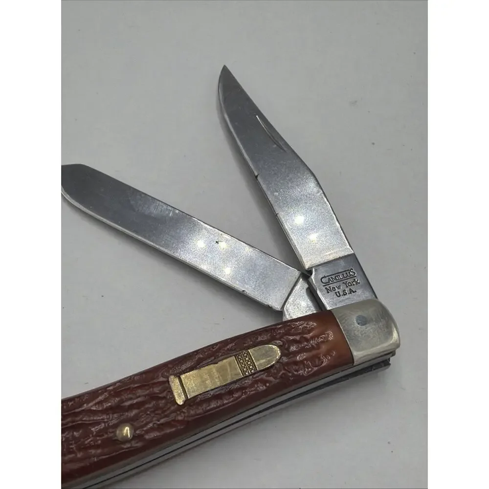 VINTAGE CAMILLUS NEW YORK USA STAGLON DELRIN BULLET STOCKMAN KNIFE RIMFIRE